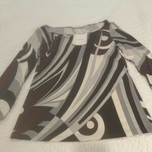Emilio Pucci Black and Gray Geometric Long Sleeve Top